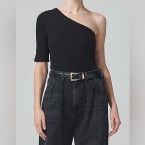 NWT Anthropologie Citizens Of Humanity Savannah One Shoulder Black Top Medium